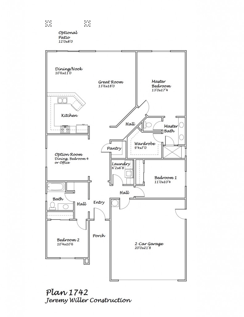 Wasco- 1742 Plan 3/4 Bedroom 2 Bath 2/3 Car Garage Elevation A