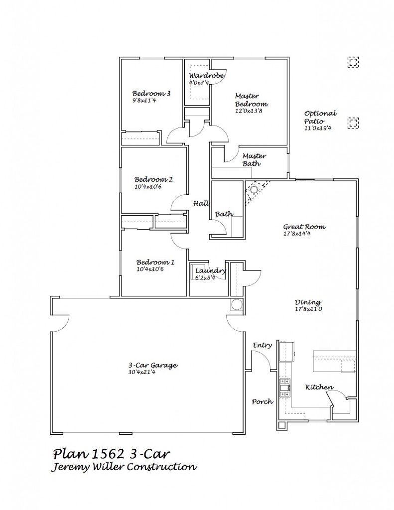 Wasco 1562 Plan 4 Bedroom 2 Bath 2/3 Car Garage, Option B